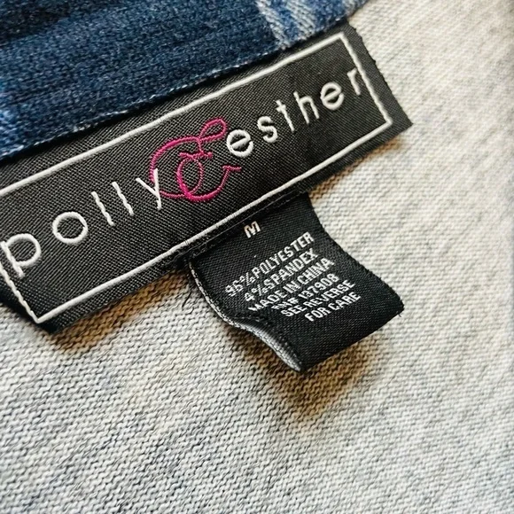 Polly & Esther Blue Plaid Flannel Button Up Long Sleeve Shirt Junior’s Medium - Picture 6 of 9